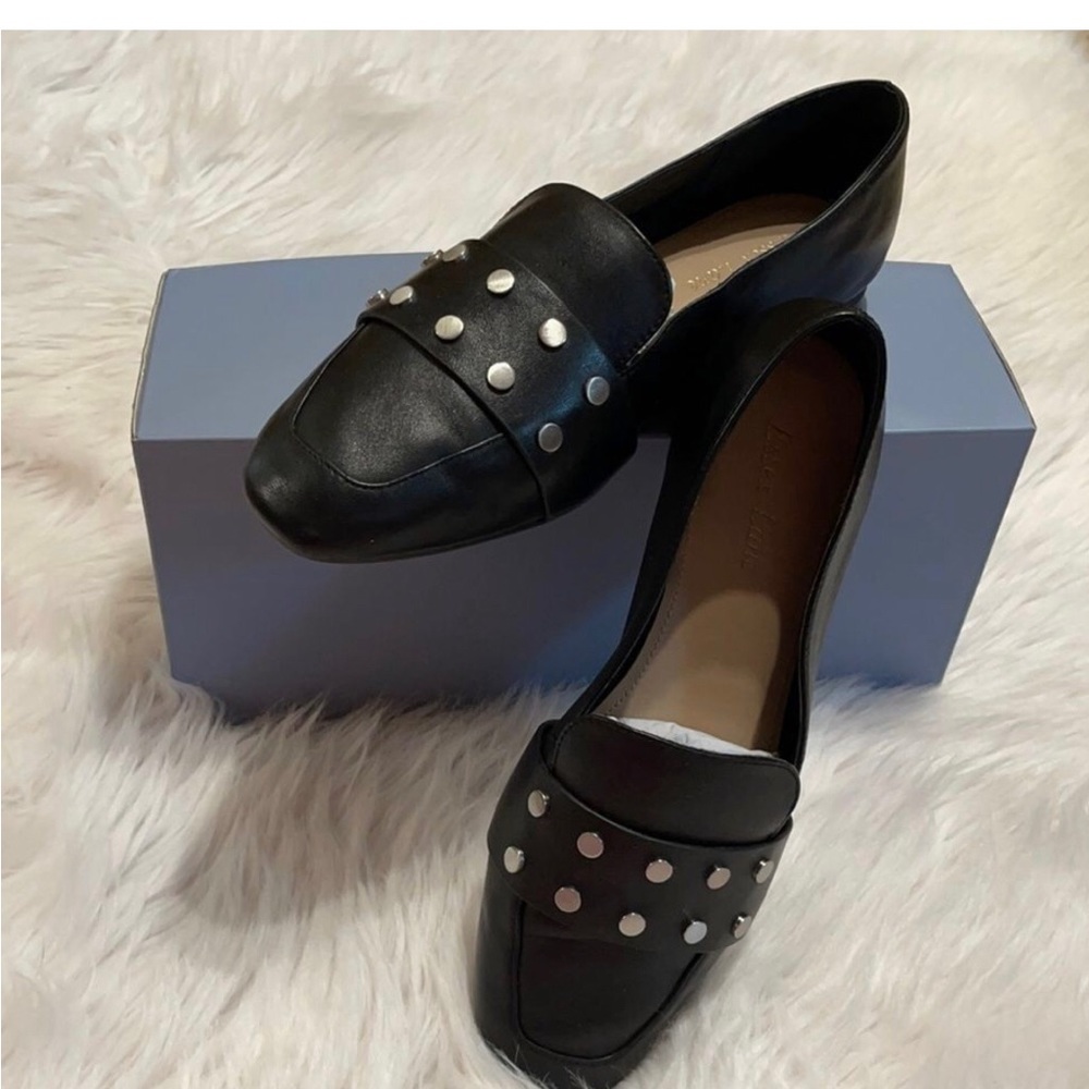 Essex Lane Black Leather Leif Studded Loafer 8.5